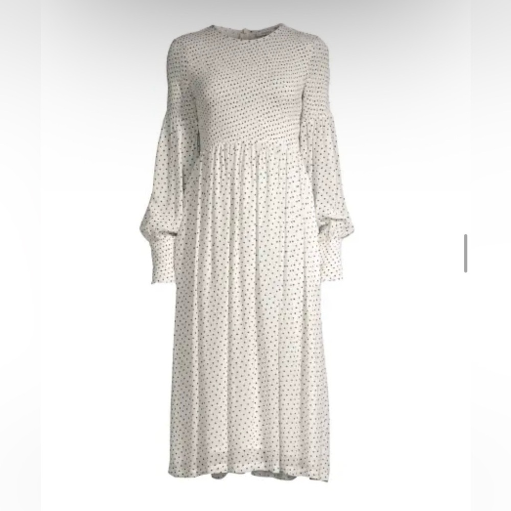 Ganni White and Black “Rometty” Polka Dot Dress, size 42/8